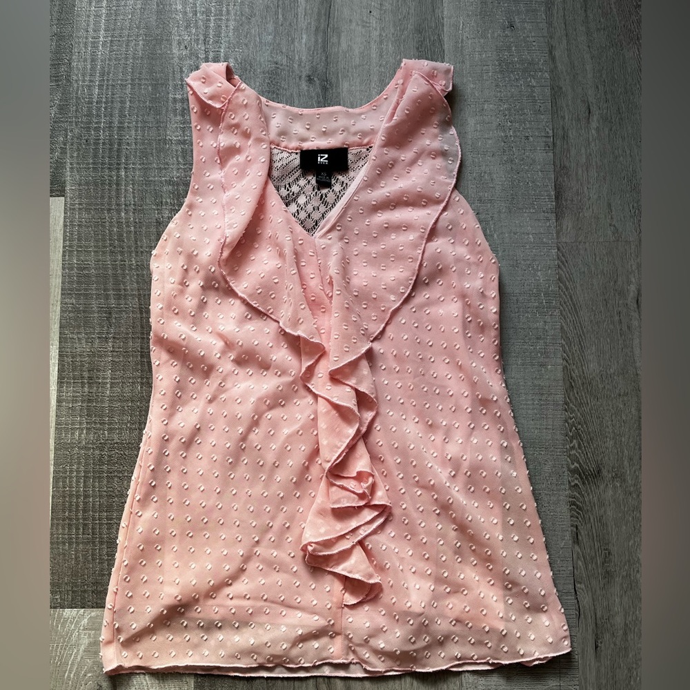 IZ BYER Pink Ruffle Blouse Size XS